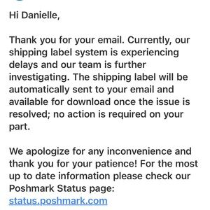 Poshmark System Status Email Notification